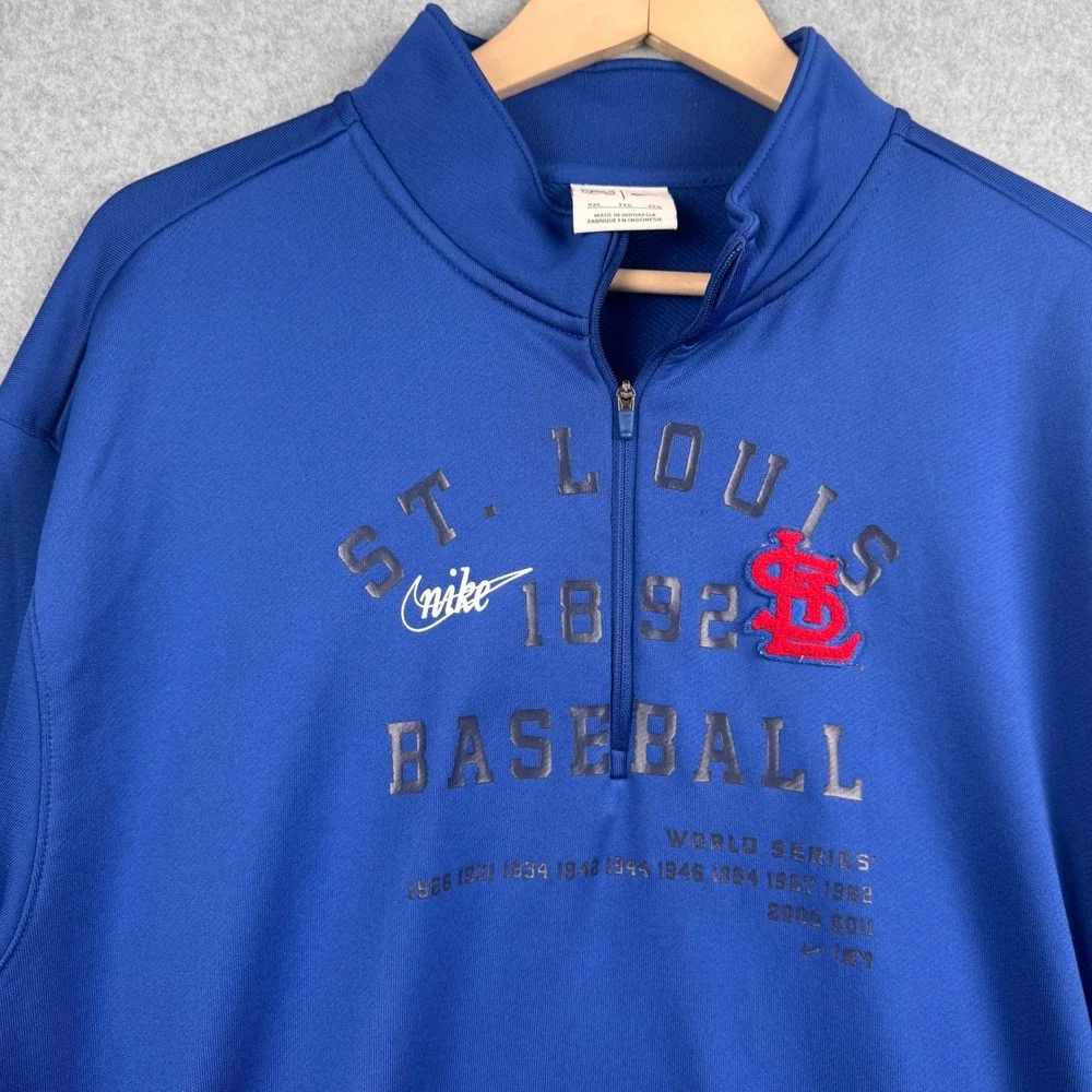 St Louis Cardinals Sweatshirt Womens XXL Blue Nike Cooperstown 1/4 Zip Pullover
